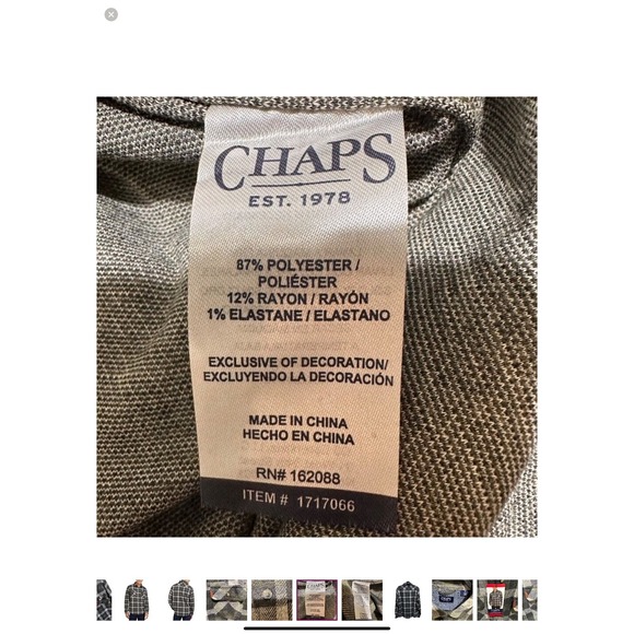 Chaps Knit Flannel Shirt Mens M Green Gray Plaid Long Sleeve Button Up Shacket - Picture 7 of 13